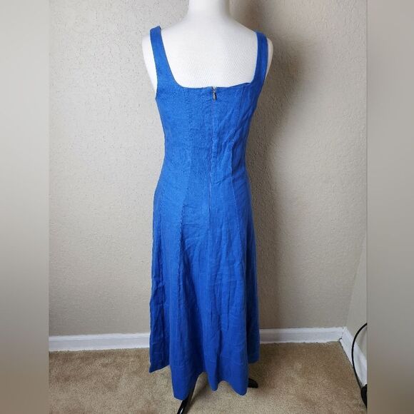 Lilly Pulitzer Calina Linen Midi Dress Barton Blue Womens Size 00 - Picture 6 of 10